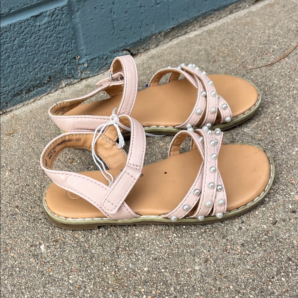 Cat & Jack Light Pink Kids Sandals with Pearls